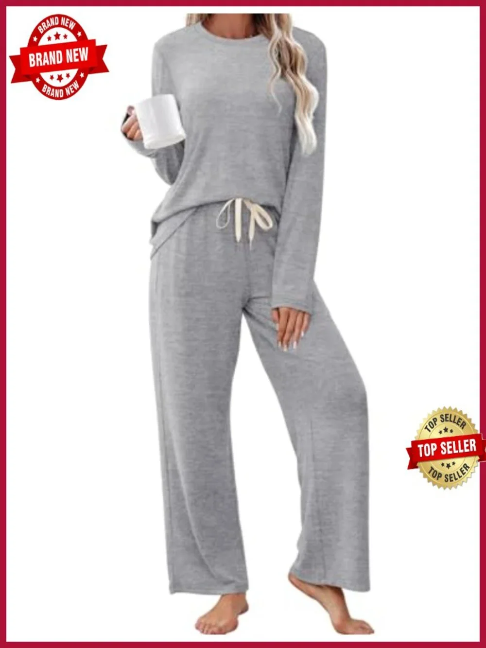 Women's Cotton Pajama Set, Long Sleeve Lounge Sleepwear